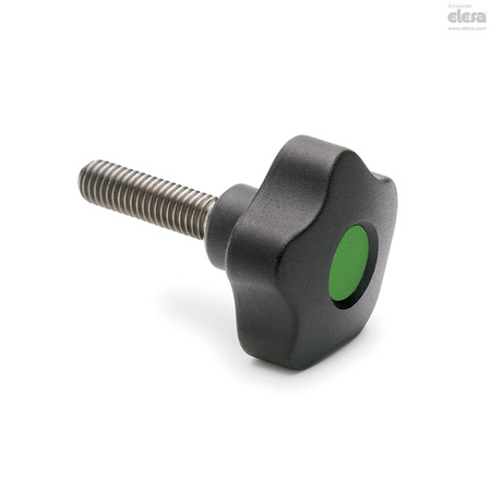 ELESA Stainless steel threaded stud, with cap, VCT.63-SST-p-M12x50-C17 VCT-SST-p